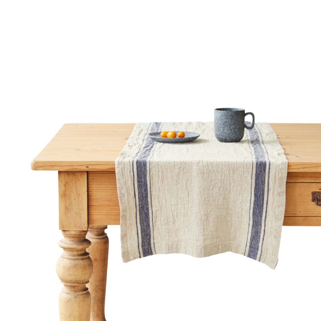 Cornflower Blue Linen Stripe Runner main image 1