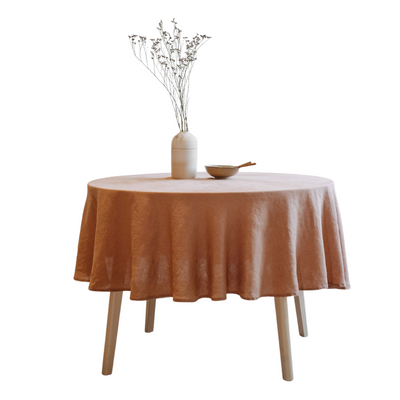 Cafe Creme Lightweight Linen Round Tablecloth