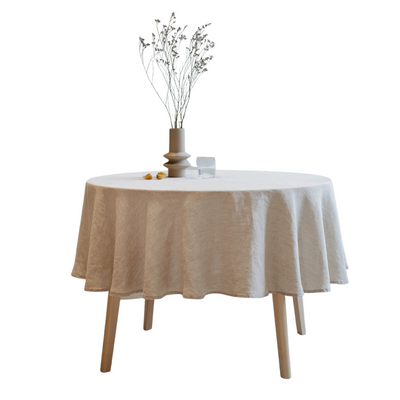 Melange Lightweight Linen Round Tablecloth