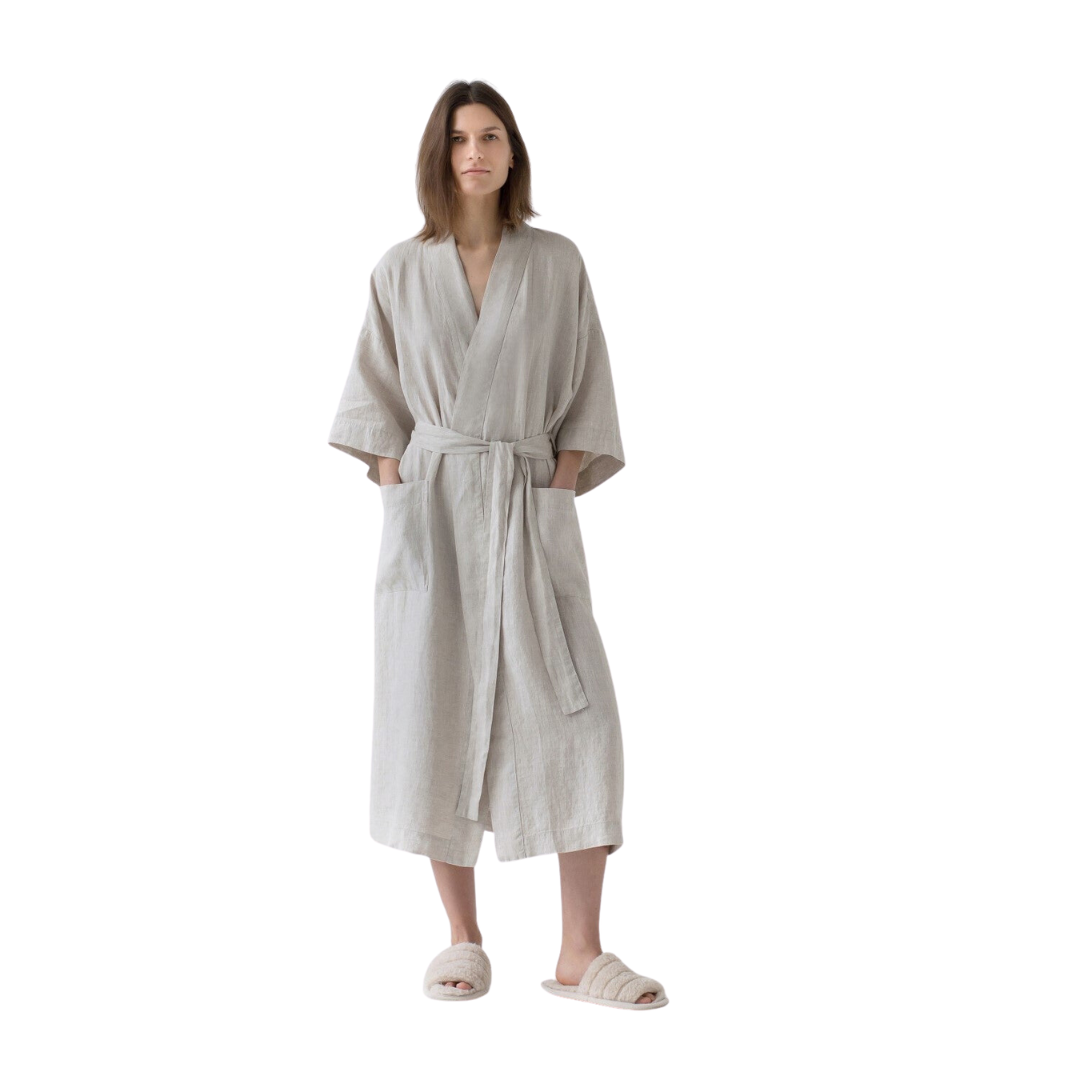 Melange Linen Bathrobe | Forest Homes