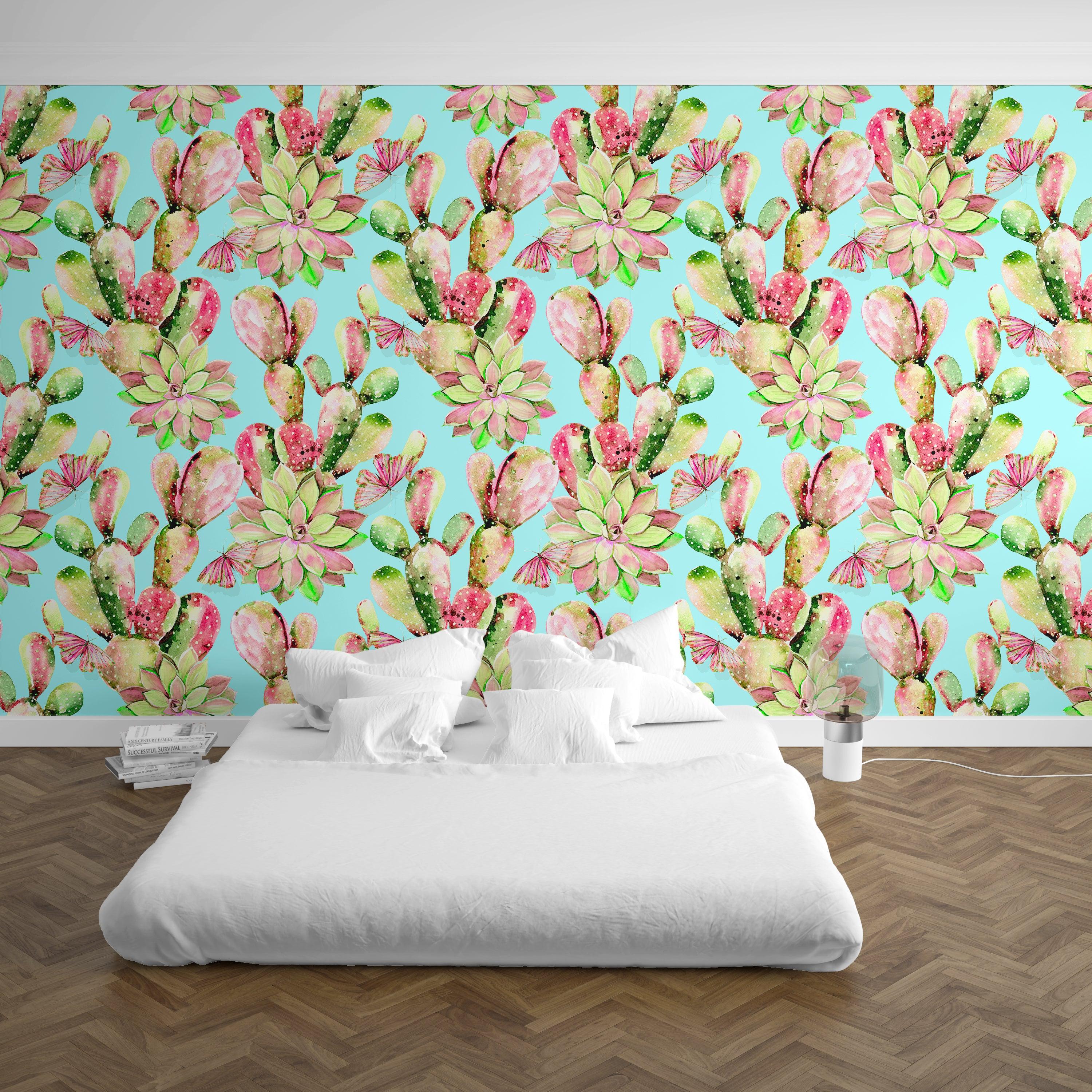 cactus bedroom Sweet Cactus Mural Wallpaper