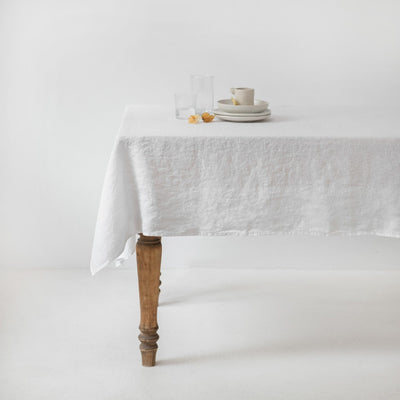 White Lightweight Linen Tablecloth