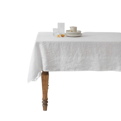 White Lightweight Linen Tablecloth