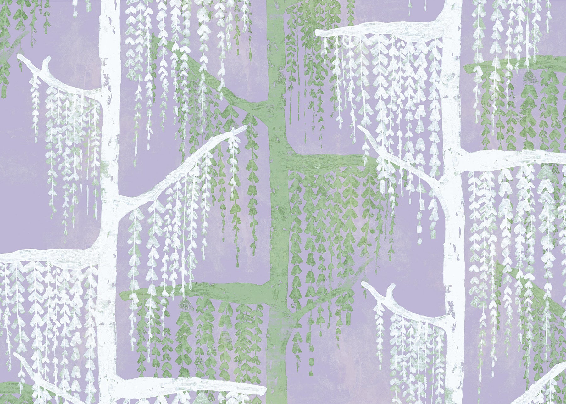 wallpaper featuring green and white willow tree with lavender backdrop - - willow tree wallpaper