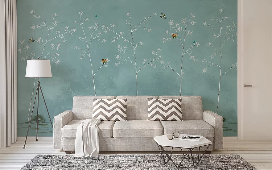 Bamboo Lines Mural Wallpaper-Wall Decor-DESIGN WALLPAPERS, ECO MURALS, FLORAL WALLPAPERS, MURALS, MURALS / WALLPAPERS-Forest Homes-Nature inspired decor-Nature decor