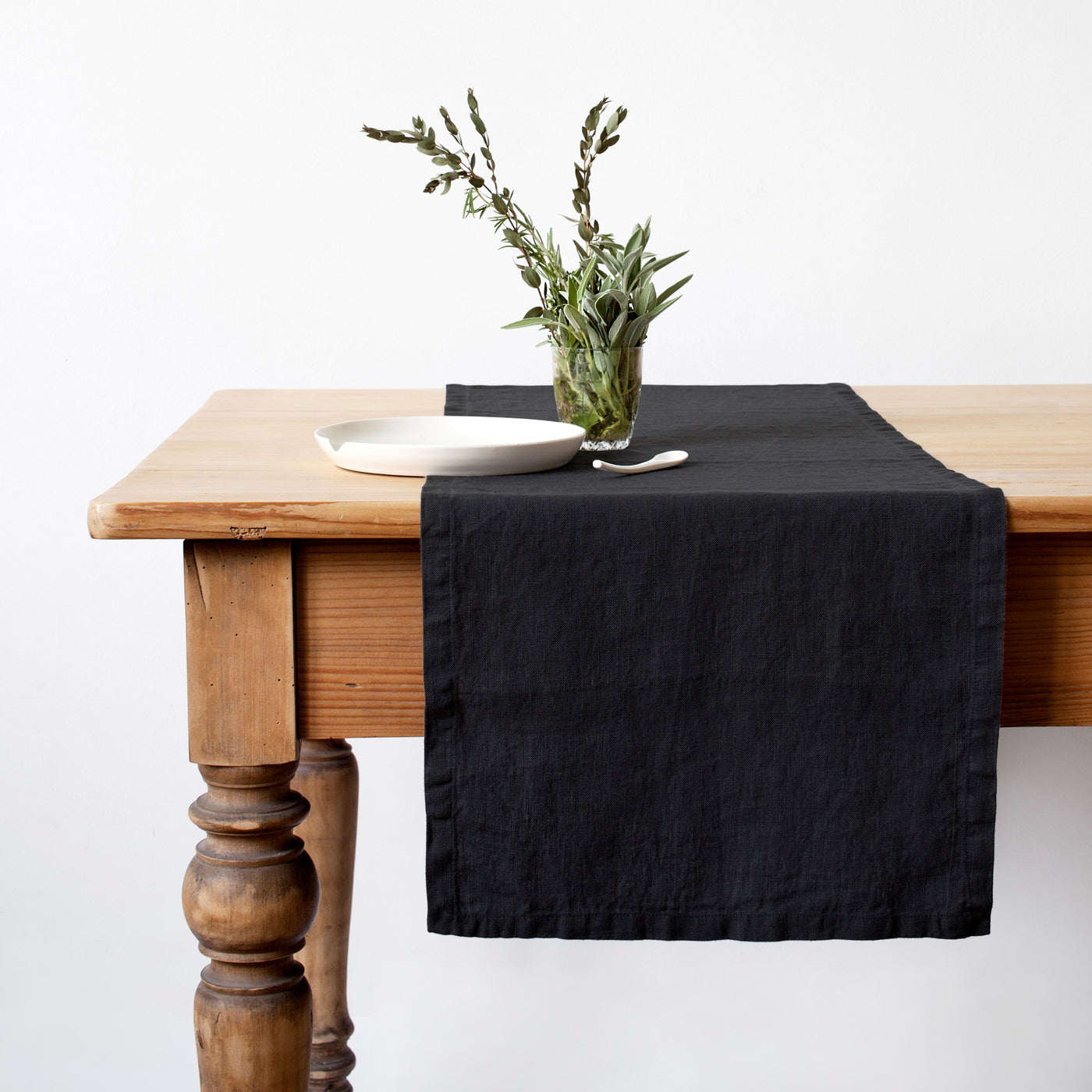 Black Linen Table Runner (Set of 3)