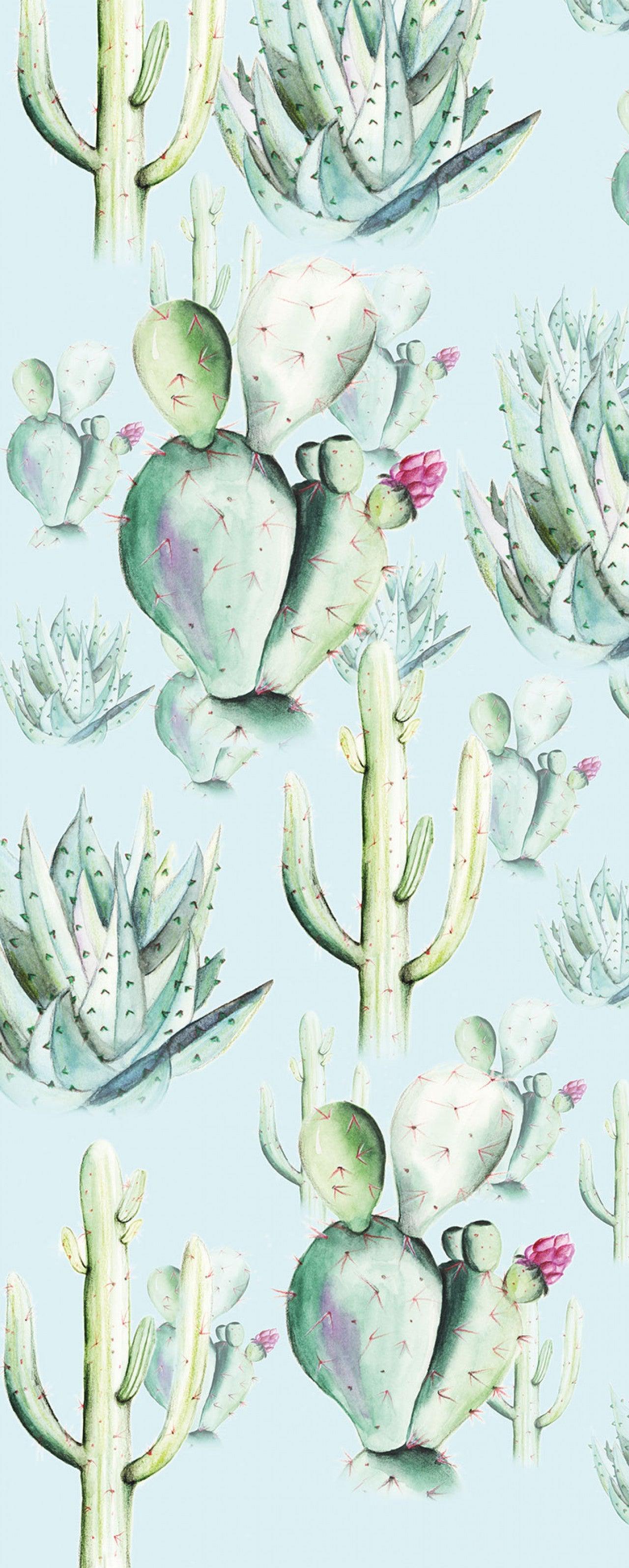 Cactus Blue Mural Wallpaper