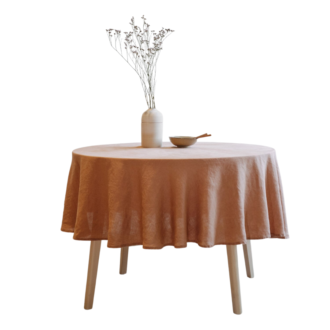 Cafe Creme Lightweight Linen Round Tablecloth