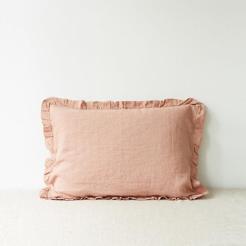 Cafe Creme Linen Pillowcase with Frills