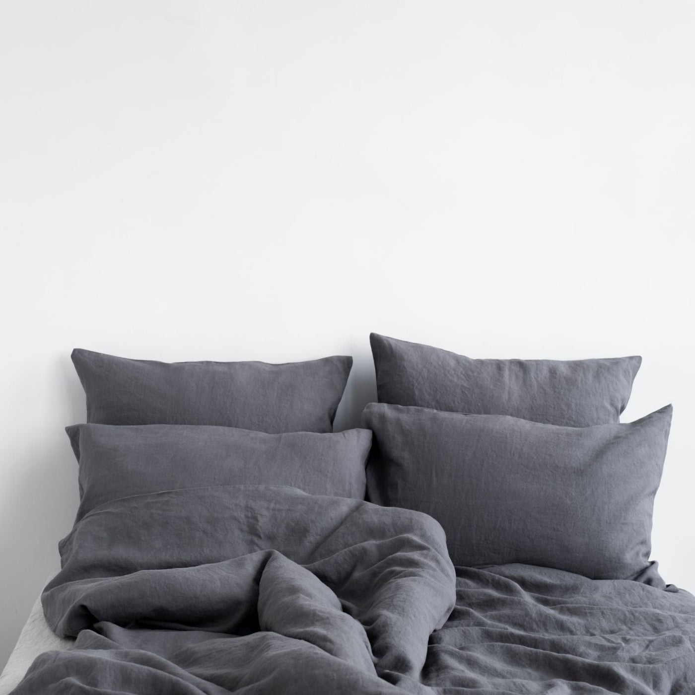 Dark Grey Linen Duvet Cover Set