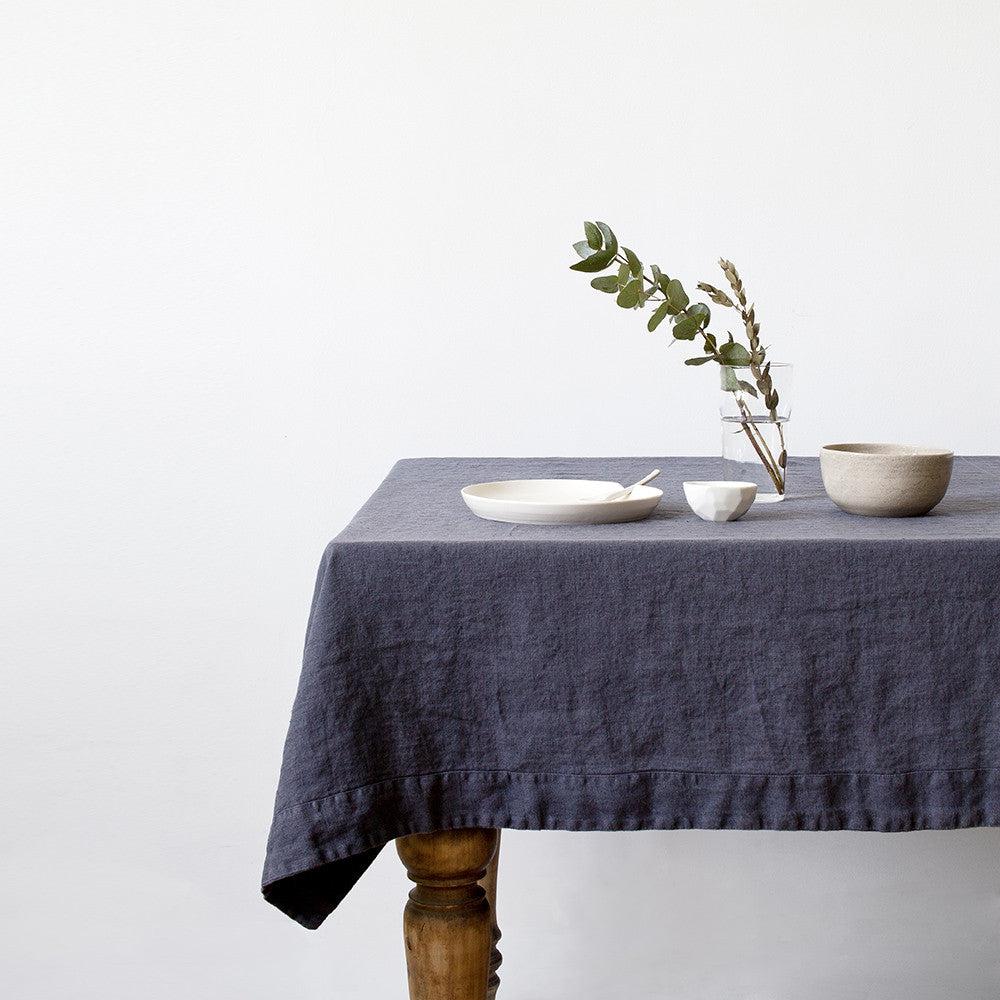 Dark Grey Linen Tablecloth