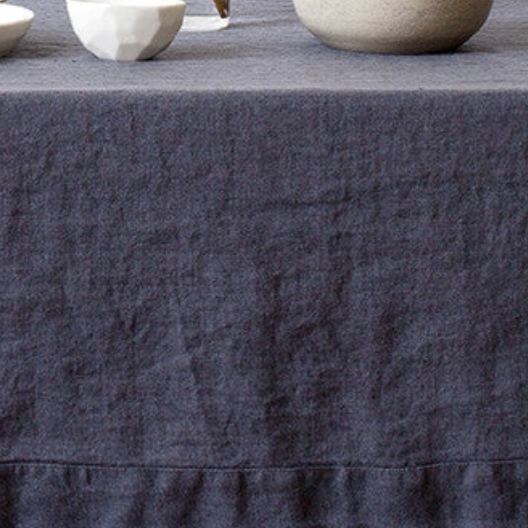 Dark Grey Linen Tablecloth