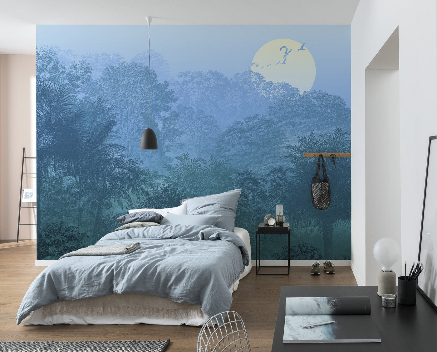 Nocturnal Jungle Mural Wallpaper-Wall Decor-ART WALLPAPER, ECO MURALS, JUNGLE WALLPAPER, LEAF WALLPAPER, MURALS, MURALS / WALLPAPERS, NON-WOVEN WALLPAPER, PALM WALLPAPER-Forest Homes-Nature inspired decor-Nature decor