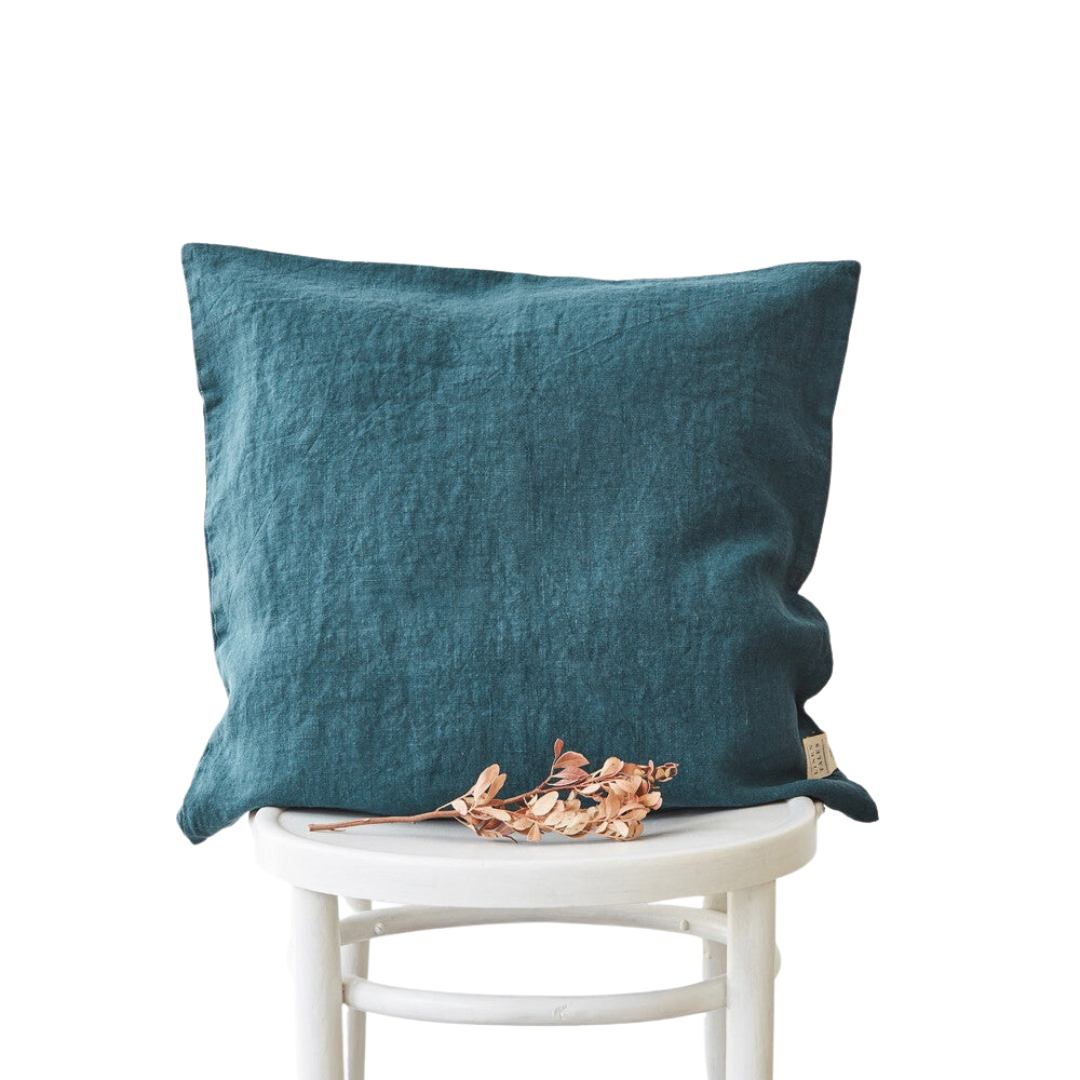 Deep Water Linen Cushion Cover