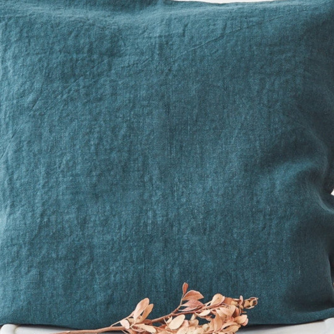 Deep Water Linen Cushion Cover