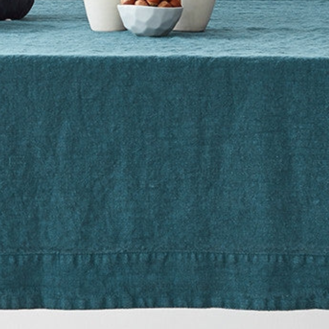 Deep Water Linen Tablecloth