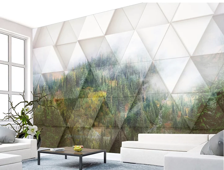 Dimensional Forest Mural Wallpaper-Wall Decor-DESIGN WALLPAPERS, ECO MURALS, LANDSCAPE WALLPAPERS, LEAF WALLPAPER, MURALS, MURALS / WALLPAPERS-Forest Homes-Nature inspired decor-Nature decor