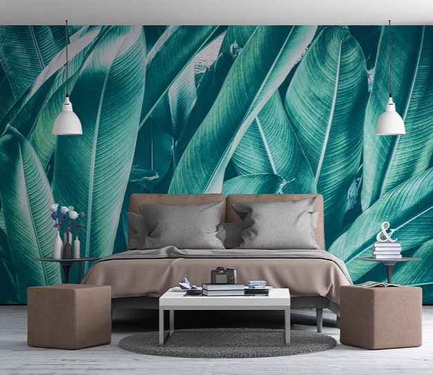 Evening Foliage Mural Wallpaper-Wall Decor-DESIGN WALLPAPERS, ECO MURALS, LEAF WALLPAPER, MURALS, MURALS / WALLPAPERS-Forest Homes-Nature inspired decor-Nature decor
