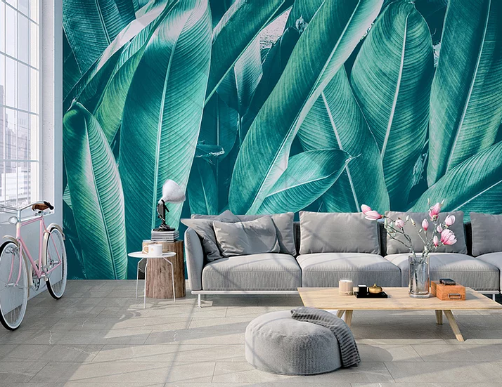 Evening Foliage Mural Wallpaper-Wall Decor-DESIGN WALLPAPERS, ECO MURALS, LEAF WALLPAPER, MURALS, MURALS / WALLPAPERS-Forest Homes-Nature inspired decor-Nature decor
