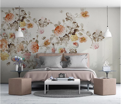 Floral Clouds Mural Wallpaper-Wall Decor-DESIGN WALLPAPERS, ECO MURALS, FLORAL WALLPAPERS, MURALS, MURALS / WALLPAPERS-Forest Homes-Nature inspired decor-Nature decor