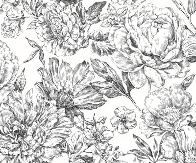 Blooming Flower Mural Wallpaper-Wall Decor-BLACK & WHITE WALLPAPER, ECO MURALS, FLORAL WALLPAPERS, MURALS, MURALS / WALLPAPERS, NON-WOVEN WALLPAPER-Forest Homes-Nature inspired decor-Nature decor