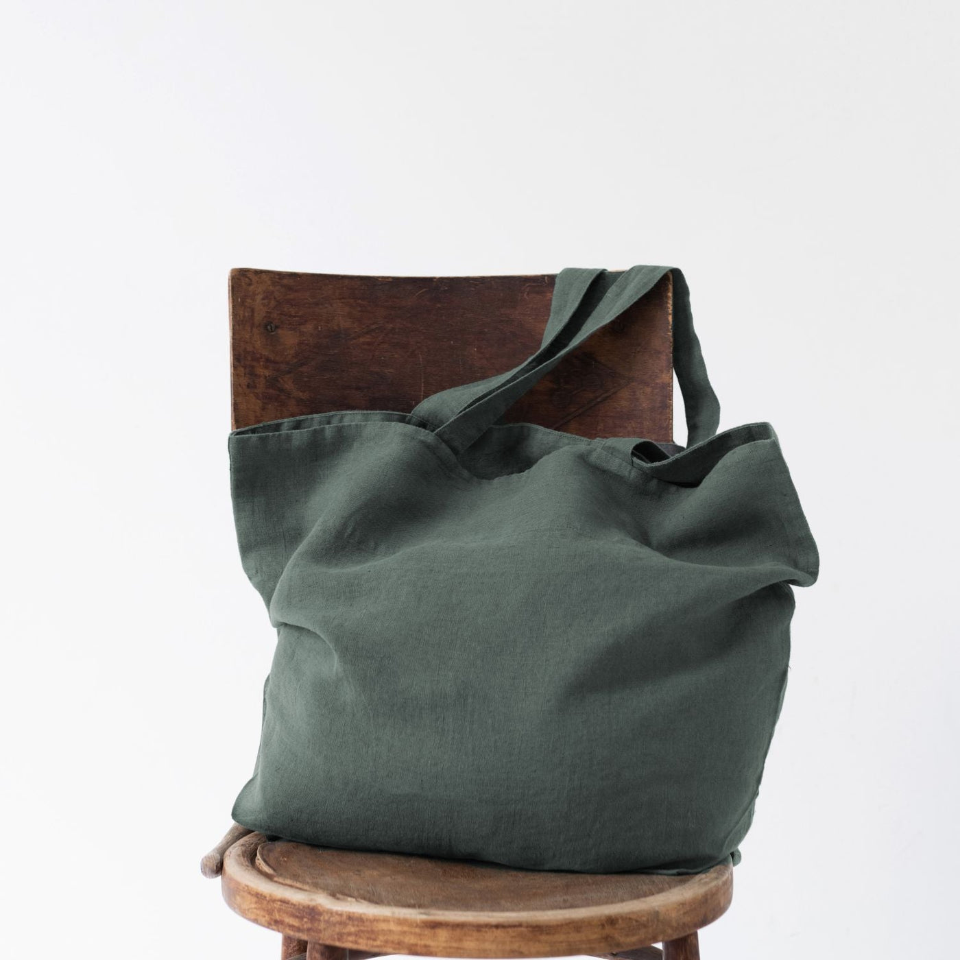 Forest Green Large Linen Bag