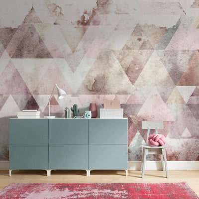 Geometric Peaks Red Mural Wallpaper-Wall Decor-ABSTRACT WALLPAPERS, ECO MURALS, MOUNTAIN WALLPAPERS, MURALS, MURALS / WALLPAPERS, NON-WOVEN WALLPAPER, STONE WALLPAPERS-Forest Homes-Nature inspired decor-Nature decor