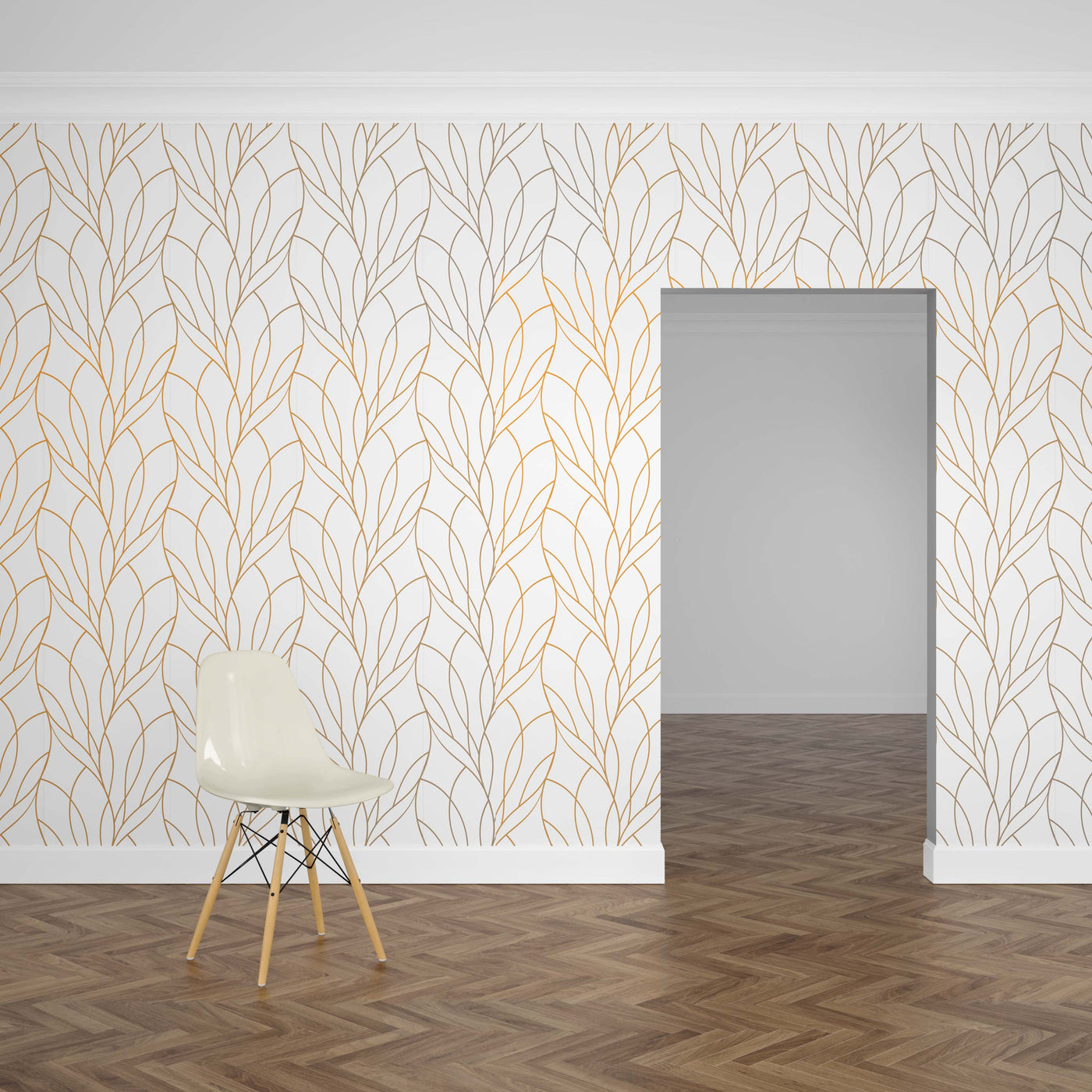 Gold Leaf Abstraction Mural Wallpaper (m²)-Wall Decor-ABSTRACT WALLPAPERS, DESIGN WALLPAPERS, MURALS, MURALS / WALLPAPERS, NATURE WALL ART, NON-WOVEN WALLPAPER-Forest Homes-Nature inspired decor-Nature decor