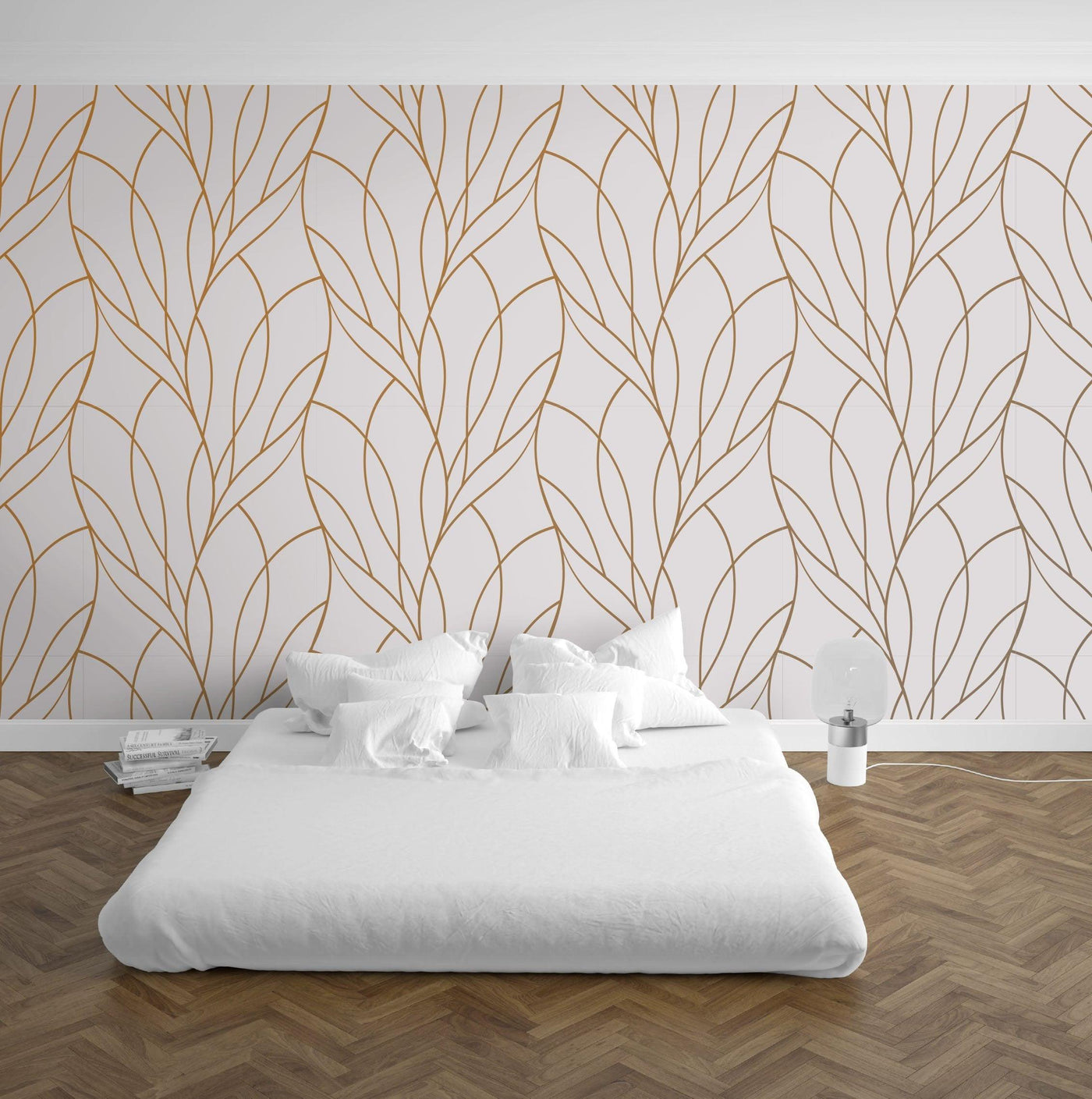 Gold Leaf Abstraction Mural Wallpaper (m²)-Wall Decor-ABSTRACT WALLPAPERS, DESIGN WALLPAPERS, MURALS, MURALS / WALLPAPERS, NATURE WALL ART, NON-WOVEN WALLPAPER-Forest Homes-Nature inspired decor-Nature decor