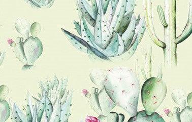 Green Cactus Love Mural Wallpaper