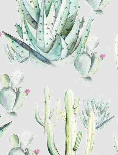 Grey Cactus Love Mural Wallpaper