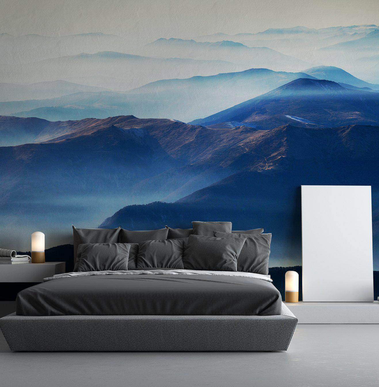 High Mountain Wall Mural-Wall Decor-ECO MURALS, LANDSCAPE WALLPAPERS, MOUNTAIN WALLPAPERS, MURALS, MURALS / WALLPAPERS-Forest Homes-Nature inspired decor-Nature decor