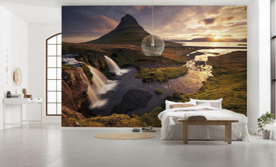 Iceland Mornings Mural Wallpaper-Wall Decor-ECO MURALS, LANDSCAPE WALLPAPERS, MURALS, MURALS / WALLPAPERS, NON-WOVEN WALLPAPER-Forest Homes-Nature inspired decor-Nature decor