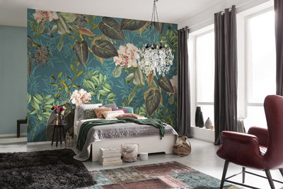 Emerald Leaf Mural Wallpaper-Wall Decor-ECO MURALS, FLORAL WALLPAPERS, LEAF WALLPAPER, MURALS, MURALS / WALLPAPERS, NON-WOVEN WALLPAPER-Forest Homes-Nature inspired decor-Nature decor
