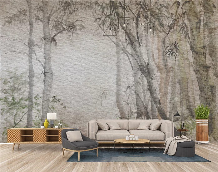 Bamboo Inspired Mural Wallpaper-Wall Decor-DESIGN WALLPAPERS, ECO MURALS, FLORAL WALLPAPERS, MURALS, MURALS / WALLPAPERS-Forest Homes-Nature inspired decor-Nature decor