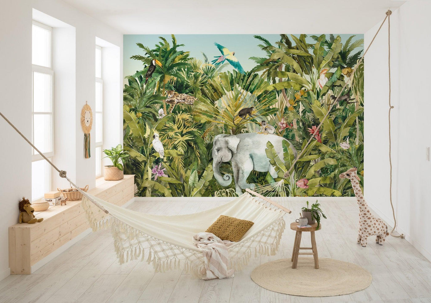 Jungle Expedition Mural Wallpaper-Wall Decor-ART WALLPAPER, ECO MURALS, JUNGLE WALLPAPER, KIDS WALLPAPERS, MURALS, MURALS / WALLPAPERS, NON-WOVEN WALLPAPER, PALM WALLPAPER, TROPICAL MURAL, TROPICAL WALLPAPERS-Forest Homes-Nature inspired decor-Nature decor