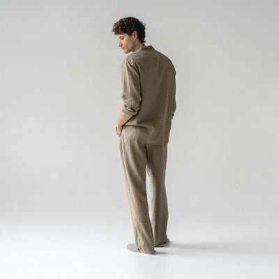 Currant Khaki Linen Loungewear Set