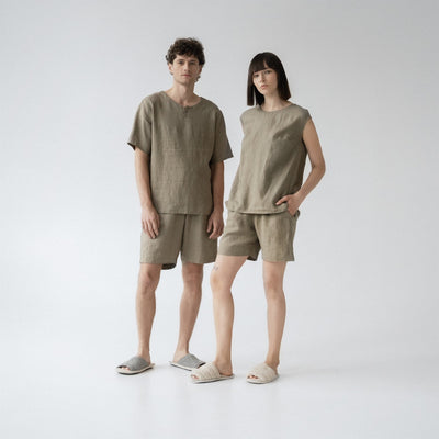 Fern Khaki Linen Pyjama Set
