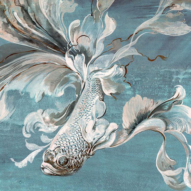 Koi Swimmers Mural Wallpaper-Wall Decor-ANIMALS WALLPAPER, ART WALLPAPER, ECO MURALS, MURALS, MURALS / WALLPAPERS, NON-WOVEN WALLPAPER-Forest Homes-Nature inspired decor-Nature decor