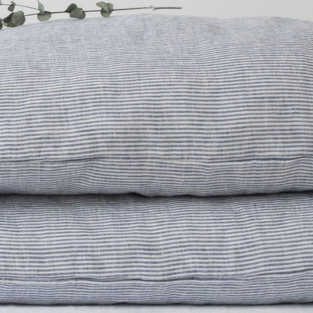 Limited Edition Blue Stripes Linen Pillowcase