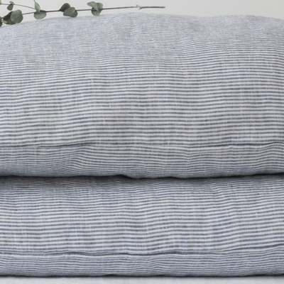 Limited Edition Blue Stripes Linen Pillowcase