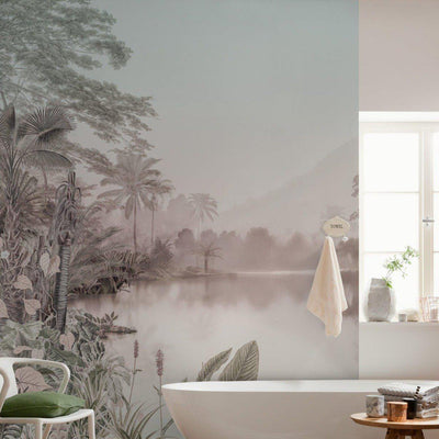 Tropical Lake Mural Wallpaper-Wall Decor-ECO MURALS, JUNGLE WALLPAPER, MURALS, MURALS / WALLPAPERS, NON-WOVEN WALLPAPER, TROPICAL MURAL, TROPICAL WALLPAPERS-Forest Homes-Nature inspired decor-Nature decor