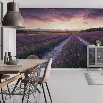 Fields of Lilac Mural Wallpaper-Wall Decor-ECO MURALS, LANDSCAPE WALLPAPERS, MURALS, MURALS / WALLPAPERS, NON-WOVEN WALLPAPER-Forest Homes-Nature inspired decor-Nature decor