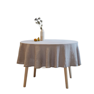 Light Grey Lightweight Linen Round Tablecloth