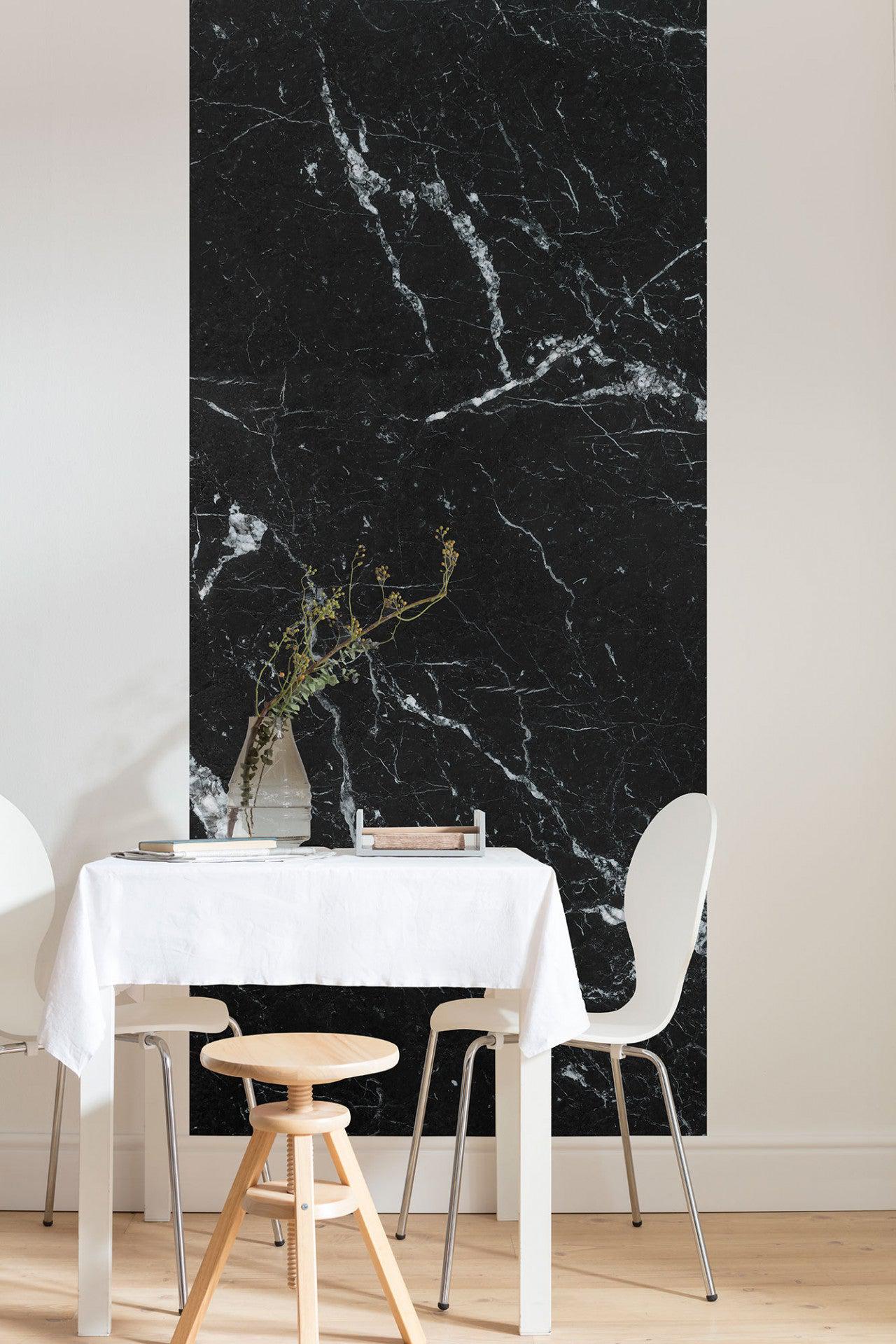 Black Marble Mural Wallpaper-Wall Decor-BLACK & WHITE WALLPAPER, ECO MURALS, MURALS, MURALS / WALLPAPERS, NON-WOVEN WALLPAPER, STONE WALLPAPERS-Forest Homes-Nature inspired decor-Nature decor