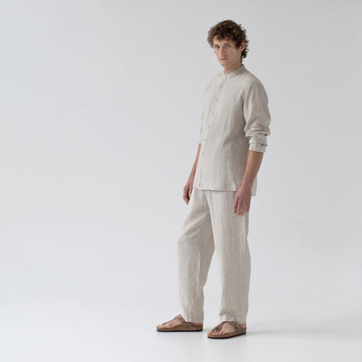 Currant Beige Linen Loungewear Set
