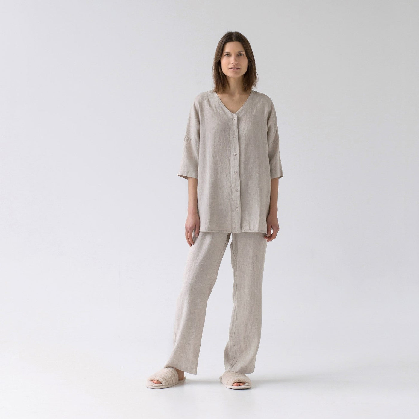 Primrose Beige Linen Loungewear Set