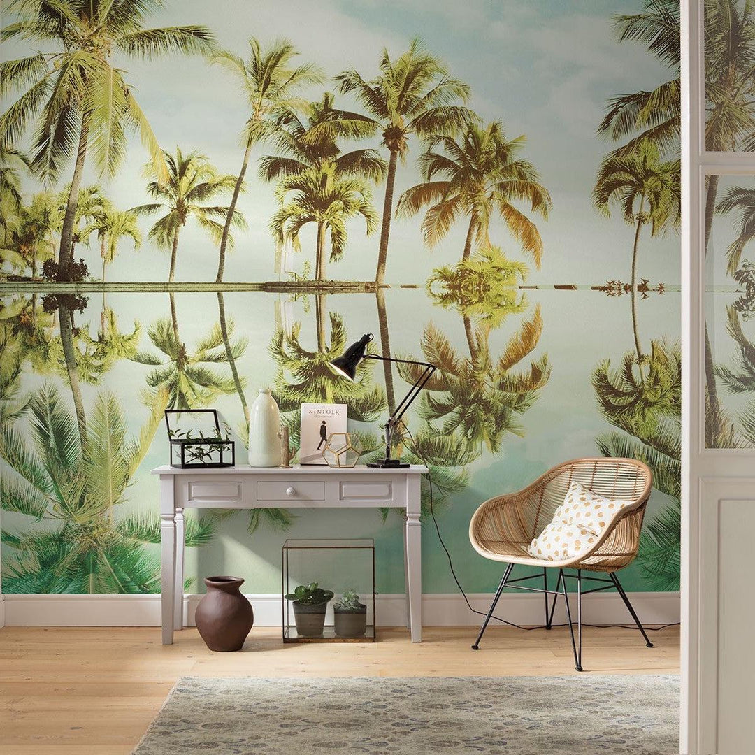 Mirror in the Palms Mural Wallpaper: Palms \u0026 Beach Murals | Forest Homes, image size:1080x1080