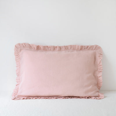 Misty Rose Linen Pillowcase with Frills