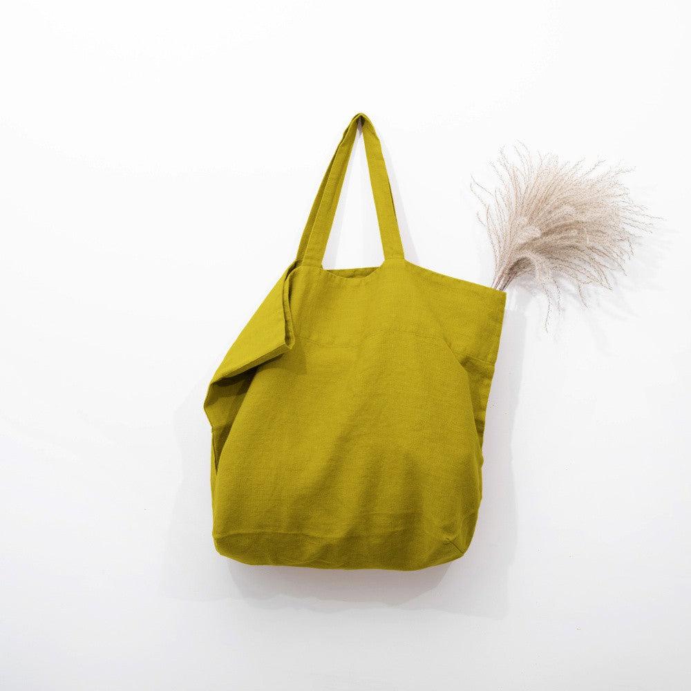 Moss Green Large Linen Bag